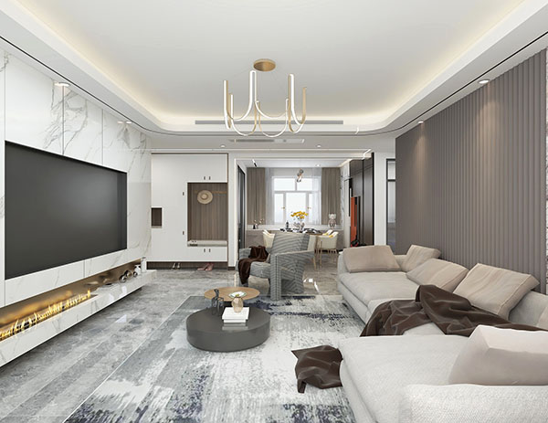 桂花园四期136平方三室两厅现代风格装修效果图